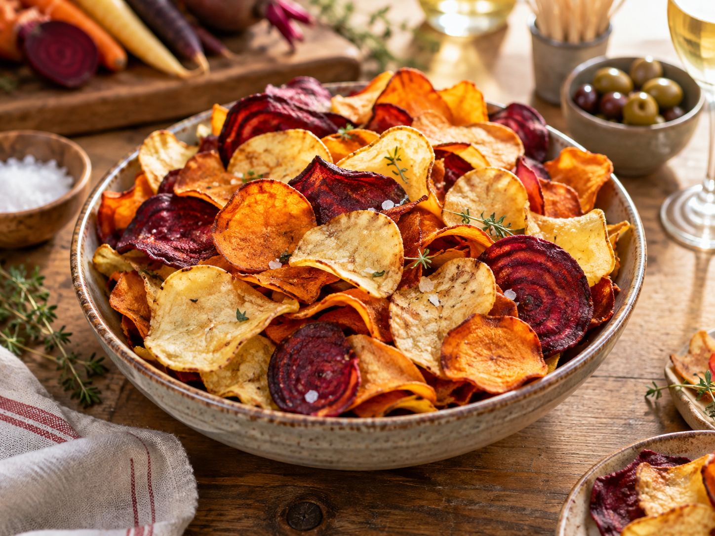 des chips craquantes aux légumes
