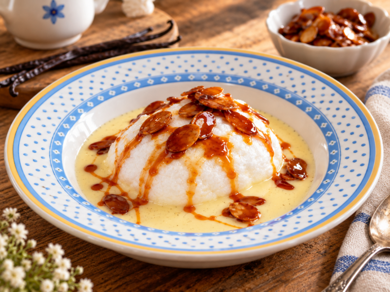 Îles flottantes, crème anglaise au Thermomix, caramel et amandes